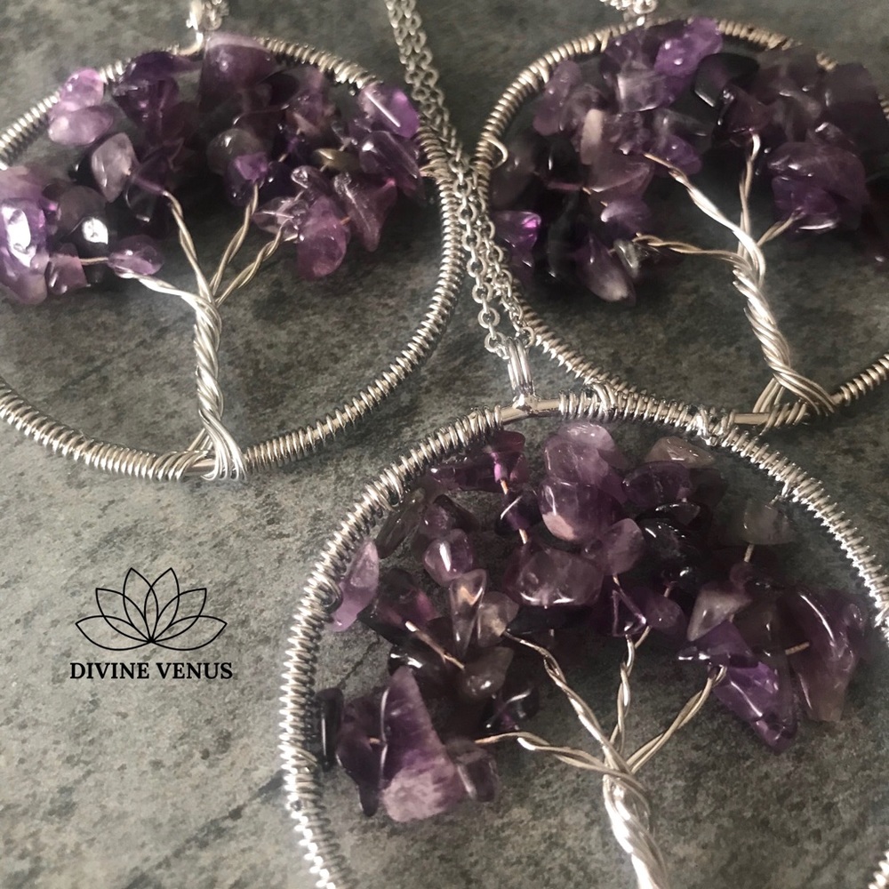 Amethyst Tree of Life Pendant Necklace - Picture 6 of 8